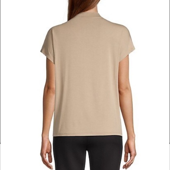 CALVIN Klein Tan Chai Mockneck Short-Sleeve Top size Medium - Picture 2 of 14